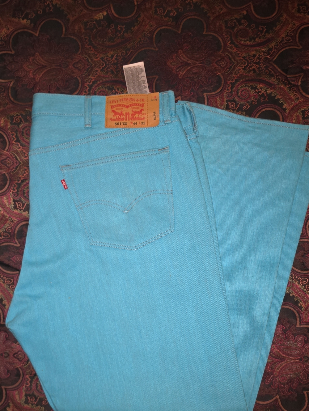 Levi's Men's Straight Jeans in Bright Turquoise Blue And Brown